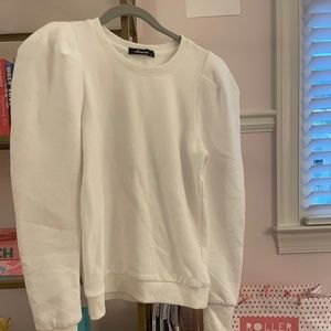 WHITE PUFF SLEEVE SWEATSHIRT